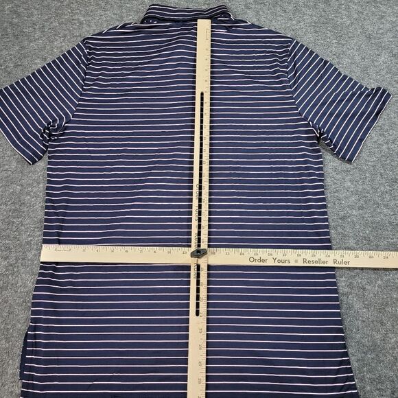 Ralph Lauren RLX Mens Golf Polo Shirt Size M Blue Pink Stripped LACC Club - Picture 10 of 12
